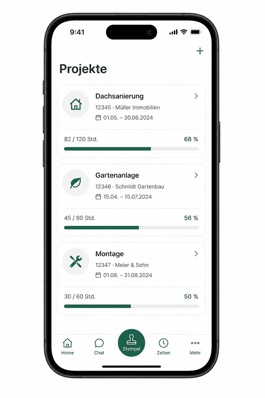 Projekte und Stundenbudgets